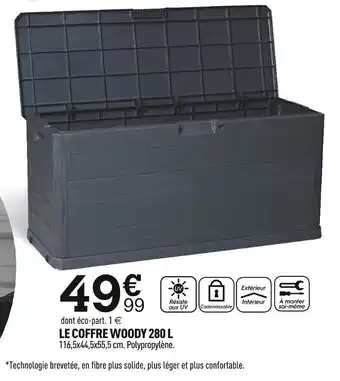 Centrakor LE COFFRE WOODY 280 L 116,5x44,5x55,5 cm. Polypropylène. offre
