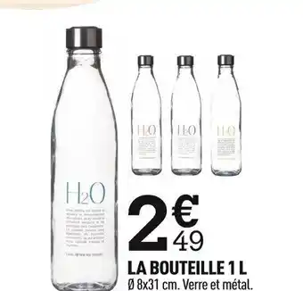 Centrakor LA BOUTEILLE 1 L Ø8x31 cm. Verre et métal. offre