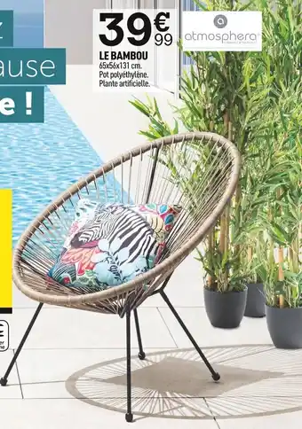 Centrakor LE BAMBOU 65x56x131 cm. Pot polyéthylène. Plante artificielle. offre
