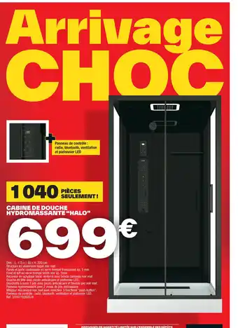 Brico Dépôt CABINE DE DOUCHE HYDROMASSANTE "HALO" offre