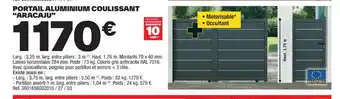 Brico Dépôt PORTAIL ALUMINIUM COULISSANT "ARACAJU" offre