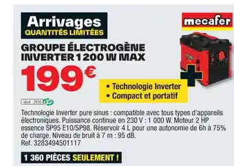 Brico Dépôt GROUPE ÉLECTROGÈNE INVERTER 1200 W MAX offre