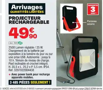 Brico Dépôt PROJECTEUR RECHARGEABLE offre