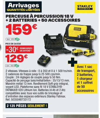 Brico Dépôt PERCEUSE À PERCUSSION 18 V offre