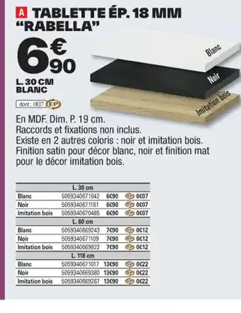 Brico Dépôt A TABLETTE ÉP. 18 MM "RABELLA” offre