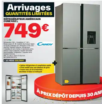RÉFRIGÉRATEUR AMÉRICAIN CUBE 432 L