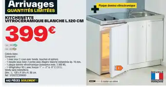 Brico Dépôt KITCHENETTE VITROCERAMIQUE BLANCHE L.120 CM offre