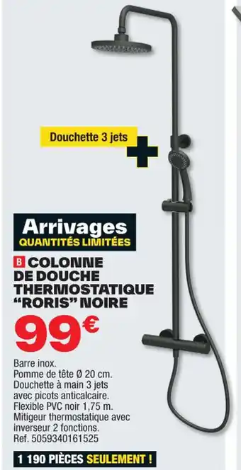 Brico Dépôt B COLONNE DE DOUCHE THERMOSTATIQUE "RORIS" NOIRE offre
