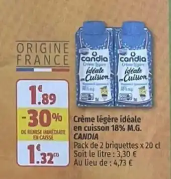 Coccinelle Supermarché Crème légère idéale en cuisson 18% M.G. CANDIA offre