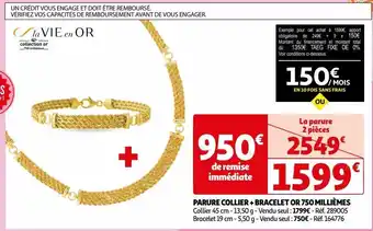 Auchan Parure collier + bracelet or 750 millièmes offre
