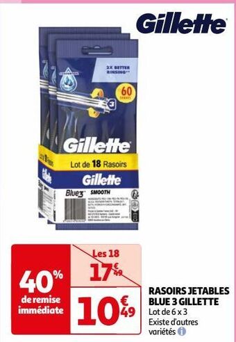 Auchan Rasoirs jetables blue 3 gillette offre