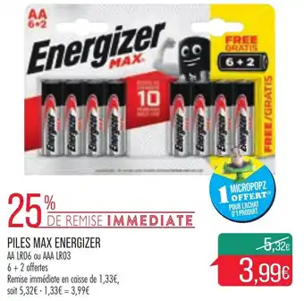 Match Piles Max Energizer offre