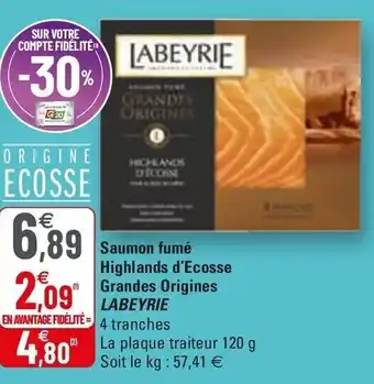 G20 Saumon Fumé Highlands d'Ecosse offre