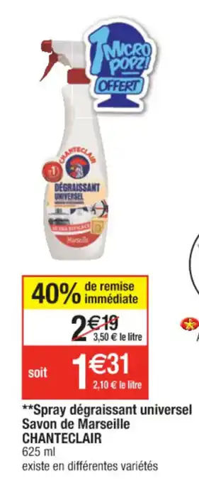 Cora x Carrefour Spray Dégraissant Universel Savon De Marseille offre
