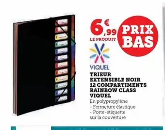 Super U TRIEUR EXTENSIBLE NOIR 12 COMPARTIMENTS RAINBOW CLASS VIQUEL offre