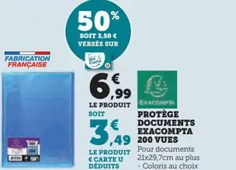Super U PROTÈGE DOCUMENTS EXACOMPTA ,49 200 VUES offre