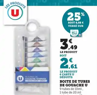 BOITE DE TUBES DE GOUACHE U