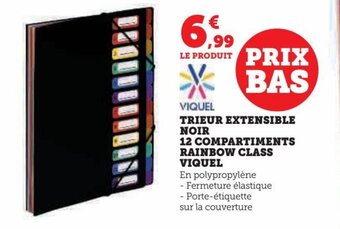 Hyper U TRIEUR EXTENSIBLE NOIR 12 COMPARTIMENTS RAINBOW CLASS VIQUEL offre