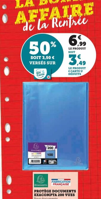 Hyper U PROTÈGE DOCUMENTS EXACOMPTA 200 VUES offre