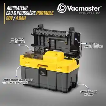 Bricomarché Aspirateur eau et poussières rechargeable 20v avec fonction soufflerie - vacmaster professional offre
