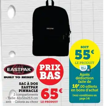 Hyper U SAC À DOS EASTPAK PINNACLE offre