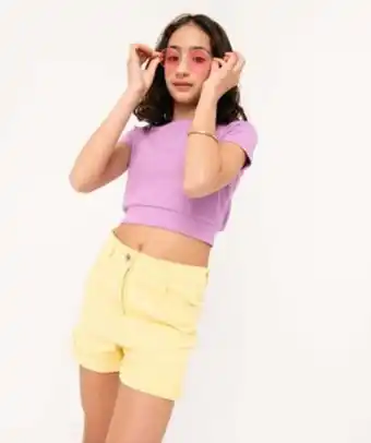 Gémo Short fille en toile denim avec revers offre