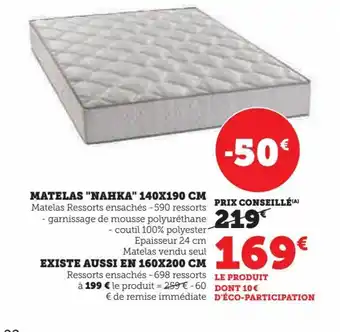 MATELAS "NAHKA" 140X190 CM Matelas Ressorts ensachés - 590 ressorts