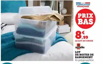 Hyper U LOT DE BOITES DE RANGEMENT En polypropylène offre
