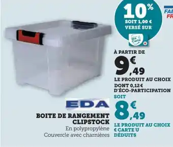 BOITE DE RANGEMENT CLIPSTOCK En polypropylène Couvercle avec charnières DÉDUITS