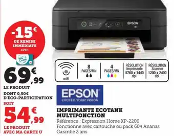Hyper U IMPRIMANTE ECOTANK MULTIFONCTION offre