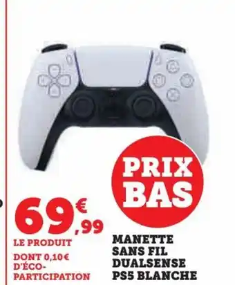 Hyper U MANETTE SANS FIL DUALSENSE PS5 BLANCHE offre