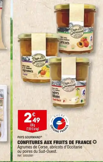 ALDI Pays gourmand confitures aux fruits de france offre
