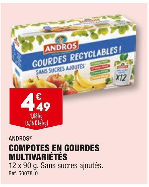 Promo Andros compotes en gourdes multivariétés chez ALDI