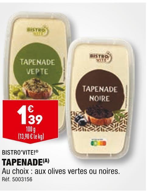 Promo Bistro’vite! tapenade chez ALDI