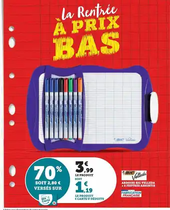 Super U Ardoise bic veleda + 8 feutres assortis offre