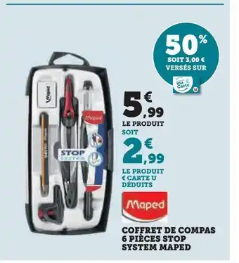 Super U Coffret de compas 6 pièces dtop system maped offre