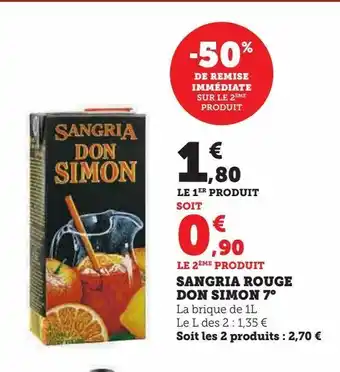 Super U Sangria rouge don simon 7° offre