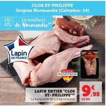 Super U Lapin entier clos st- philippe offre