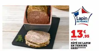 Super U Pâté de lapin en terrine grès offre