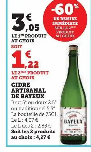 Super U Cidre artisanal de bayeux offre
