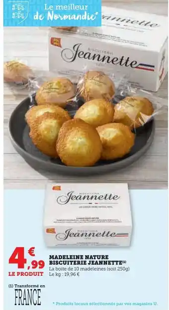 Madeleine nature biscuiterie jeannette