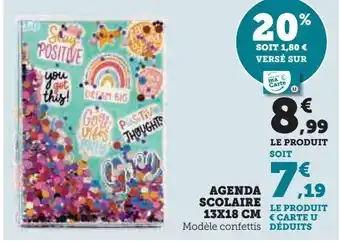 Hyper U Agenda scolaire 13x18 cm offre