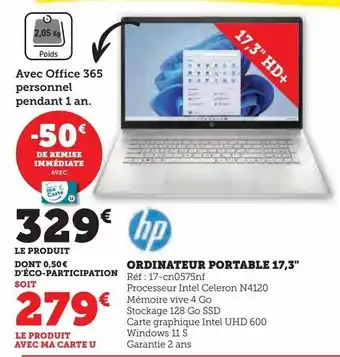 Hyper U Ordinateur portable 17,3 offre