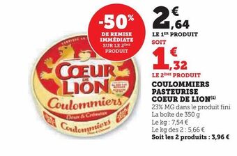 U Express Coulommiers pasteurise coeur de lion offre