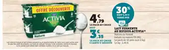 U Express Lait fermente au bifidus activia offre