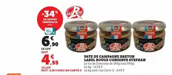 U Express Pate de campagne breton label rouge conserve stephan offre