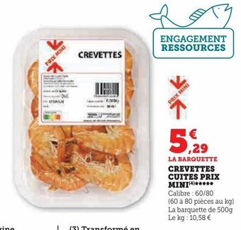 U Express Crevettes cuites prix mini offre