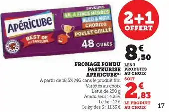 U Express Fromage fondu pasteurise apericube offre