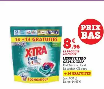U Express Lessive trio caps x-tra offre