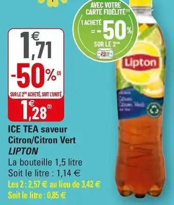 G20 Ice Tea Saveur Citron/Citron Vert offre